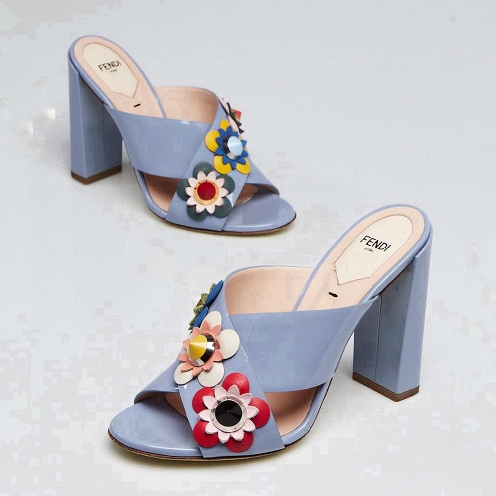 Fendi Flowerland studded floral mule
